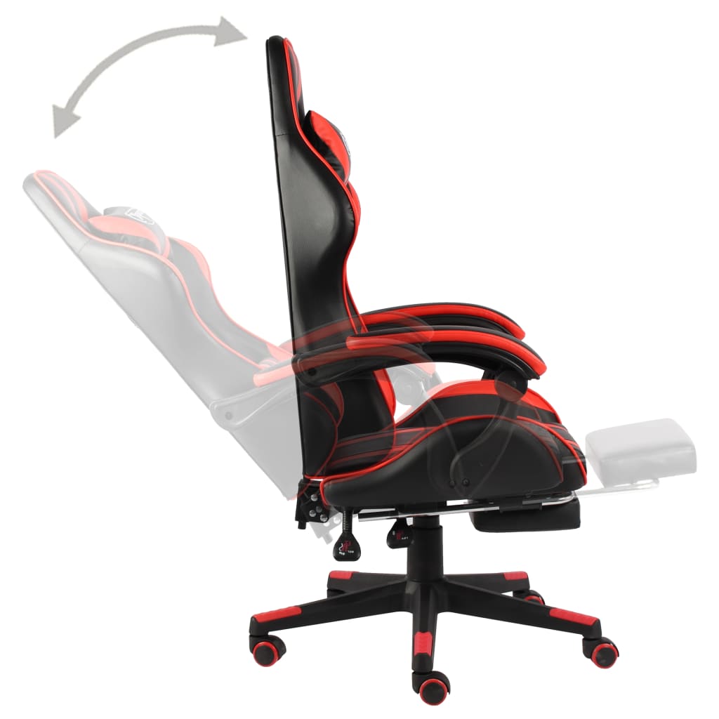 vidaXL Scaun de racing suport picioare negru/roșu piele ecologică vidaXL Scaun de racing suport picioare negru/roșu piele ecologică