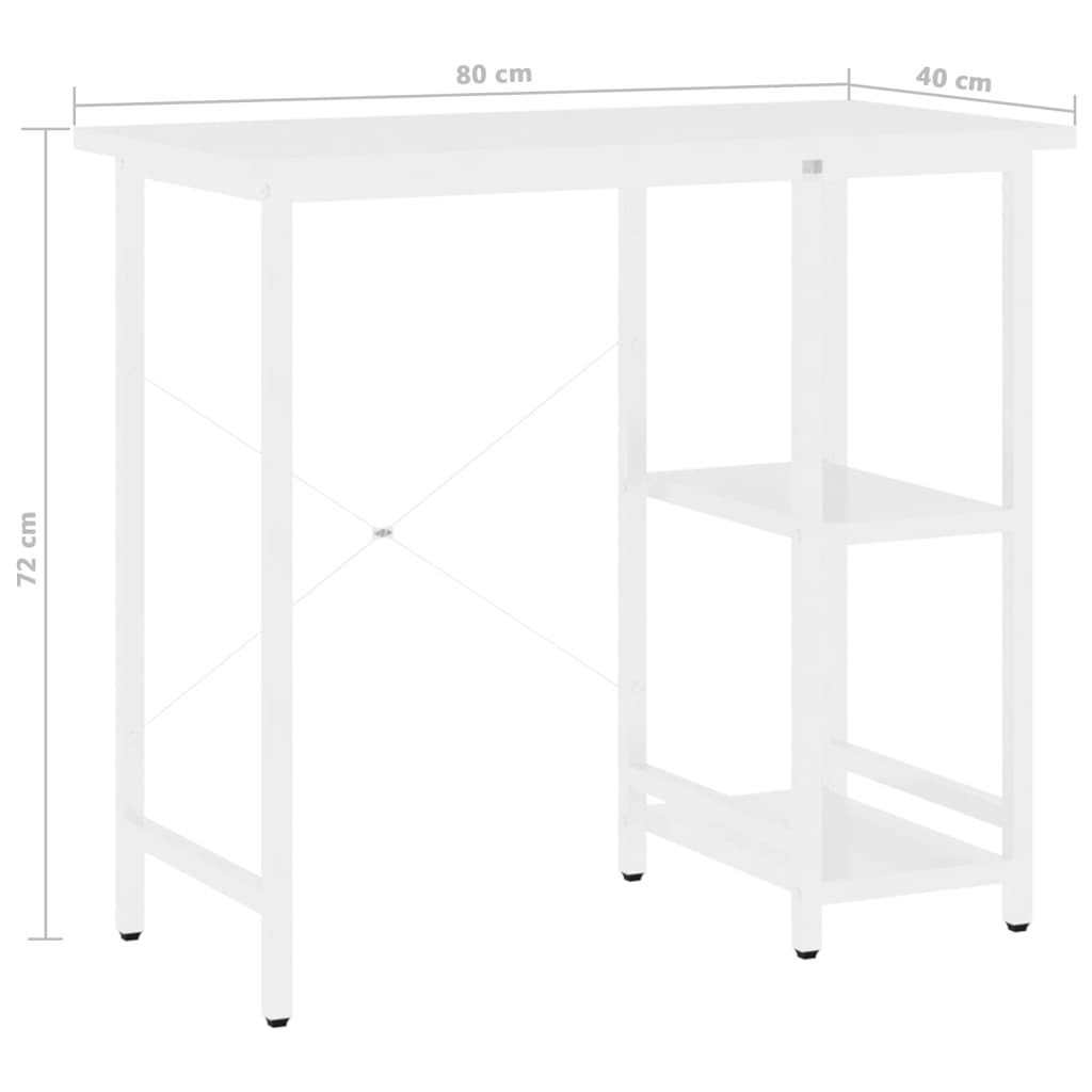 vidaXL Birou de calculator, alb, 80x40x72 cm, MDF și metal