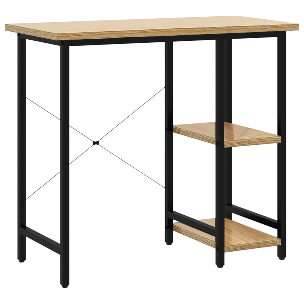 vidaXL Birou de calculator negru/stejar deschis 80x40x72 cm MDF/metal