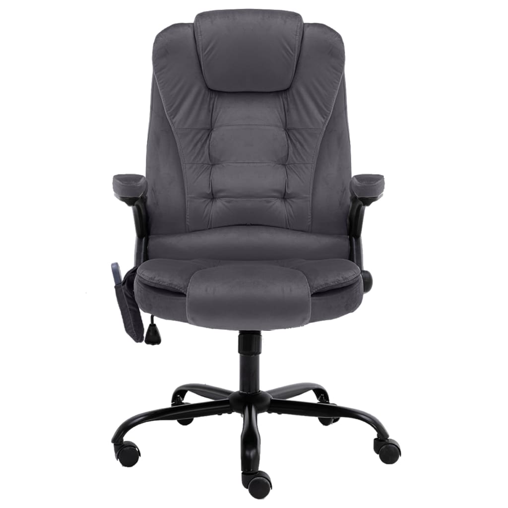 vidaXL Scaun de masaj pentru birou, gri închis, catifea