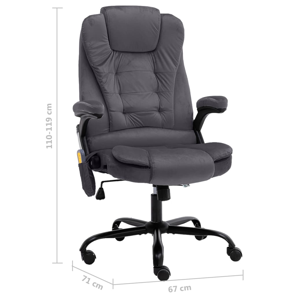 vidaXL Scaun de masaj pentru birou, gri închis, catifea