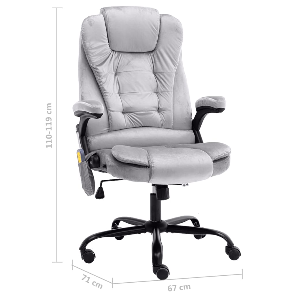 vidaXL Scaun de masaj pentru birou, gri deschis, catifea