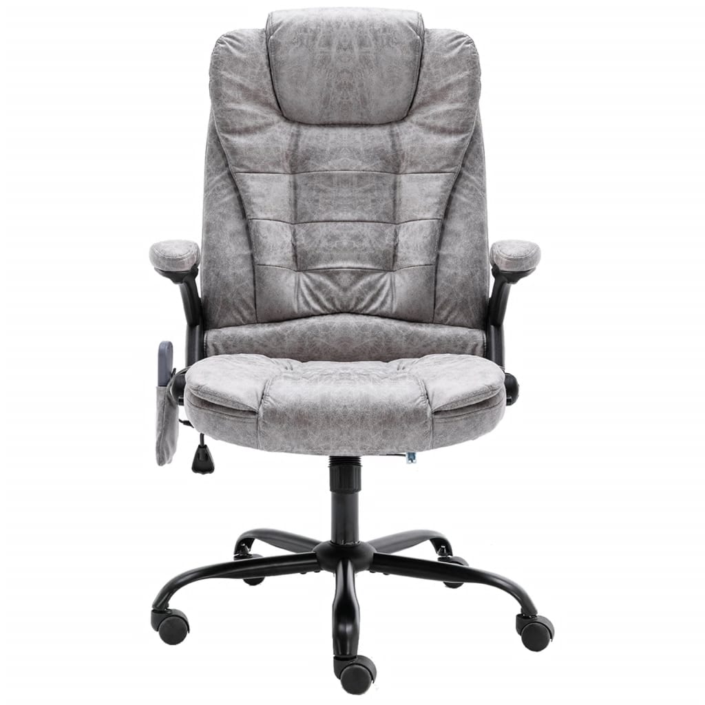 vidaXL Scaun de masaj pentru birou, gri deschis, velur ecologic vidaXL Scaun de masaj pentru birou, gri deschis, velur ecologic
