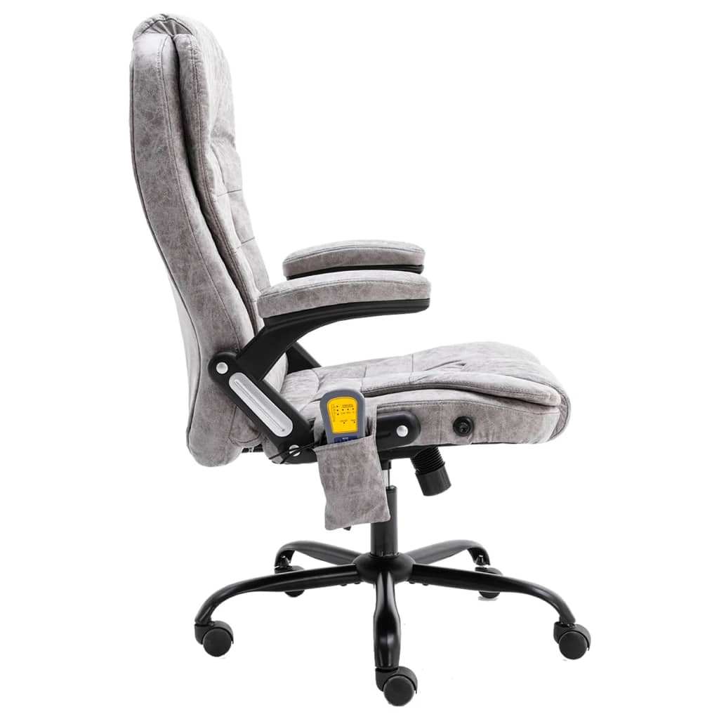 vidaXL Scaun de masaj pentru birou, gri deschis, velur ecologic vidaXL Scaun de masaj pentru birou, gri deschis, velur ecologic