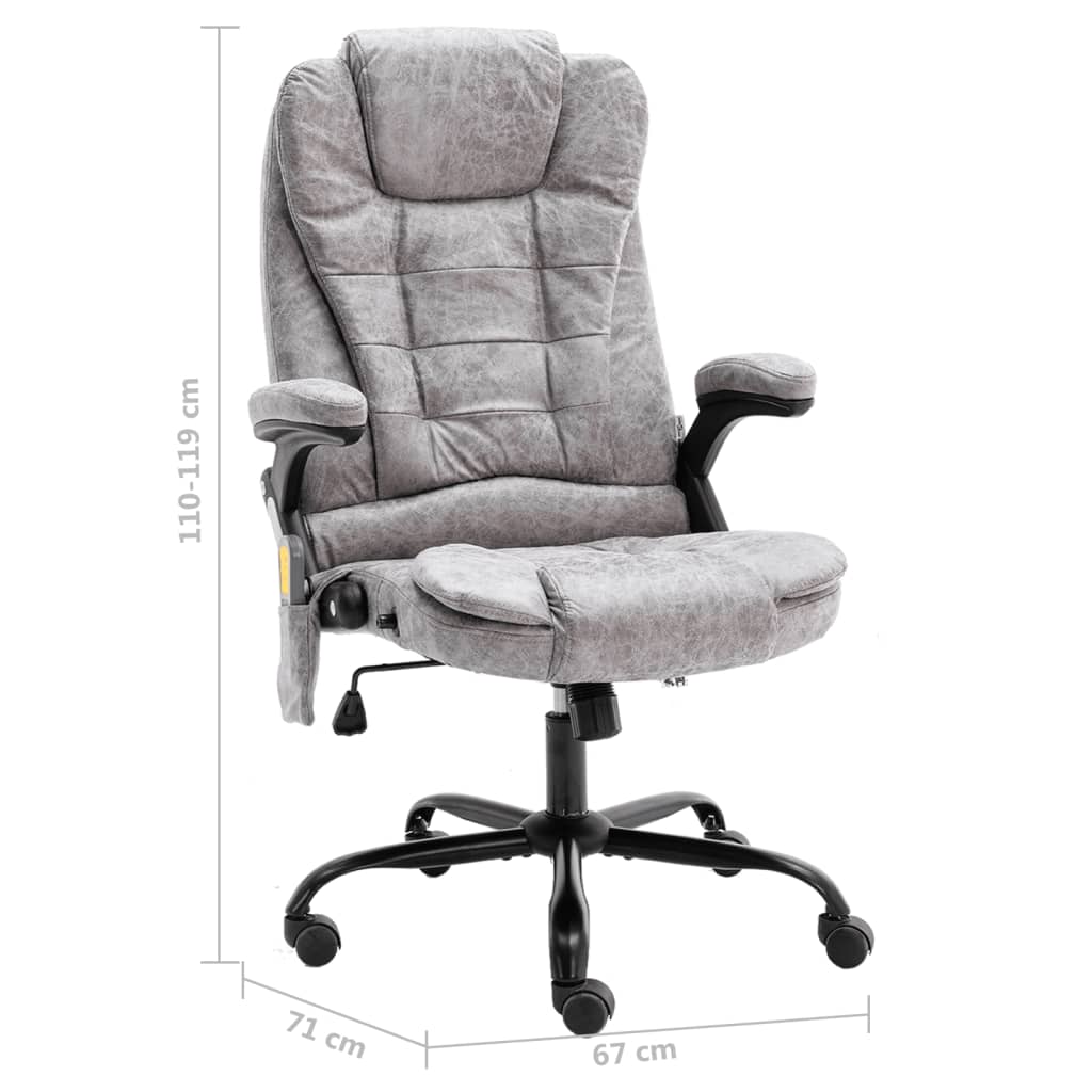 vidaXL Scaun de masaj pentru birou, gri deschis, velur ecologic vidaXL Scaun de masaj pentru birou, gri deschis, velur ecologic