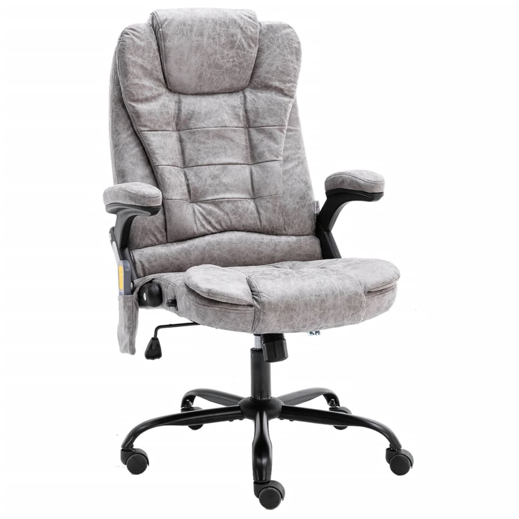 vidaXL Scaun de masaj pentru birou, gri deschis, velur ecologic vidaXL Scaun de masaj pentru birou, gri deschis, velur ecologic