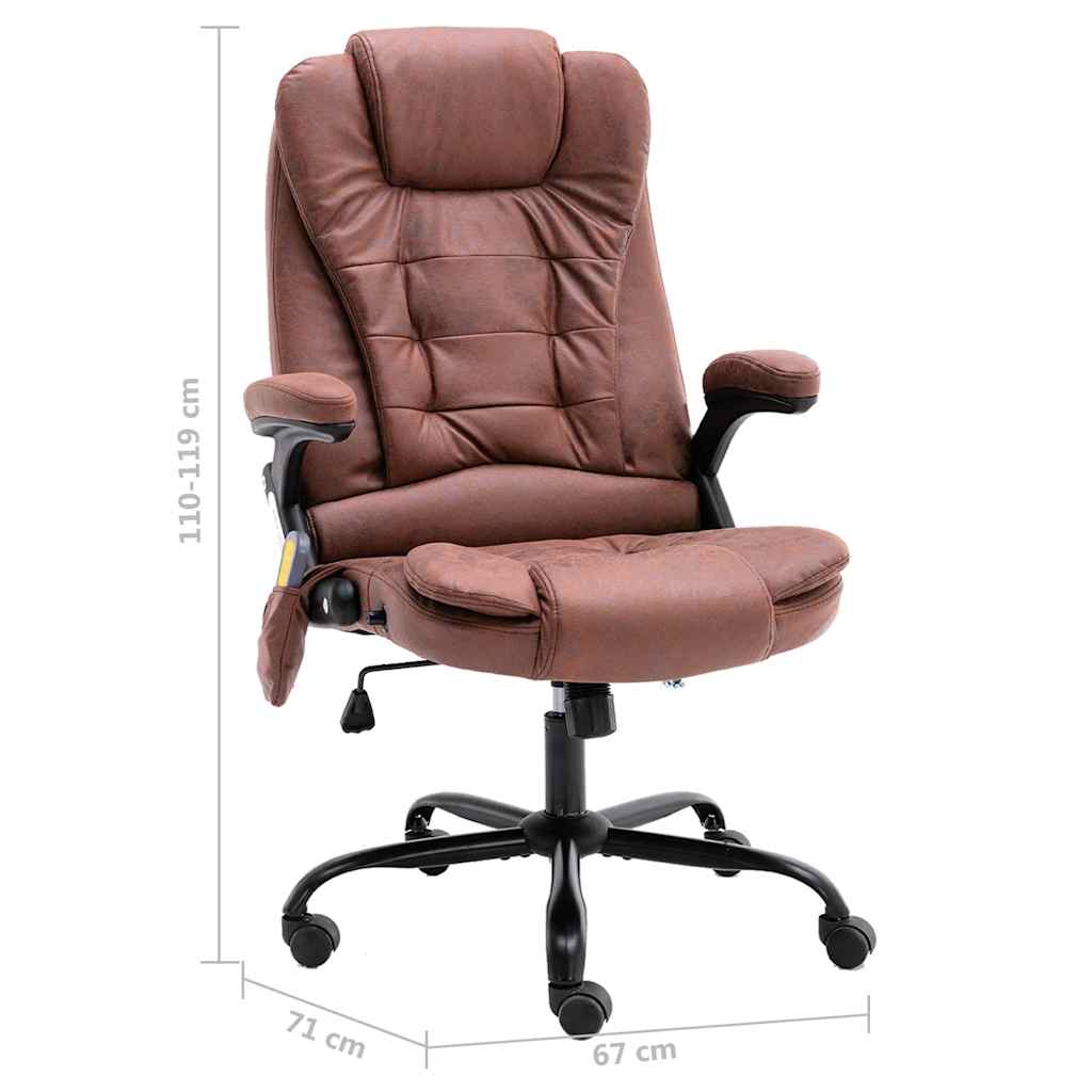 vidaXL Scaun de masaj pentru birou, maro deschis, velur ecologic vidaXL Scaun de masaj pentru birou, maro deschis, velur ecologic