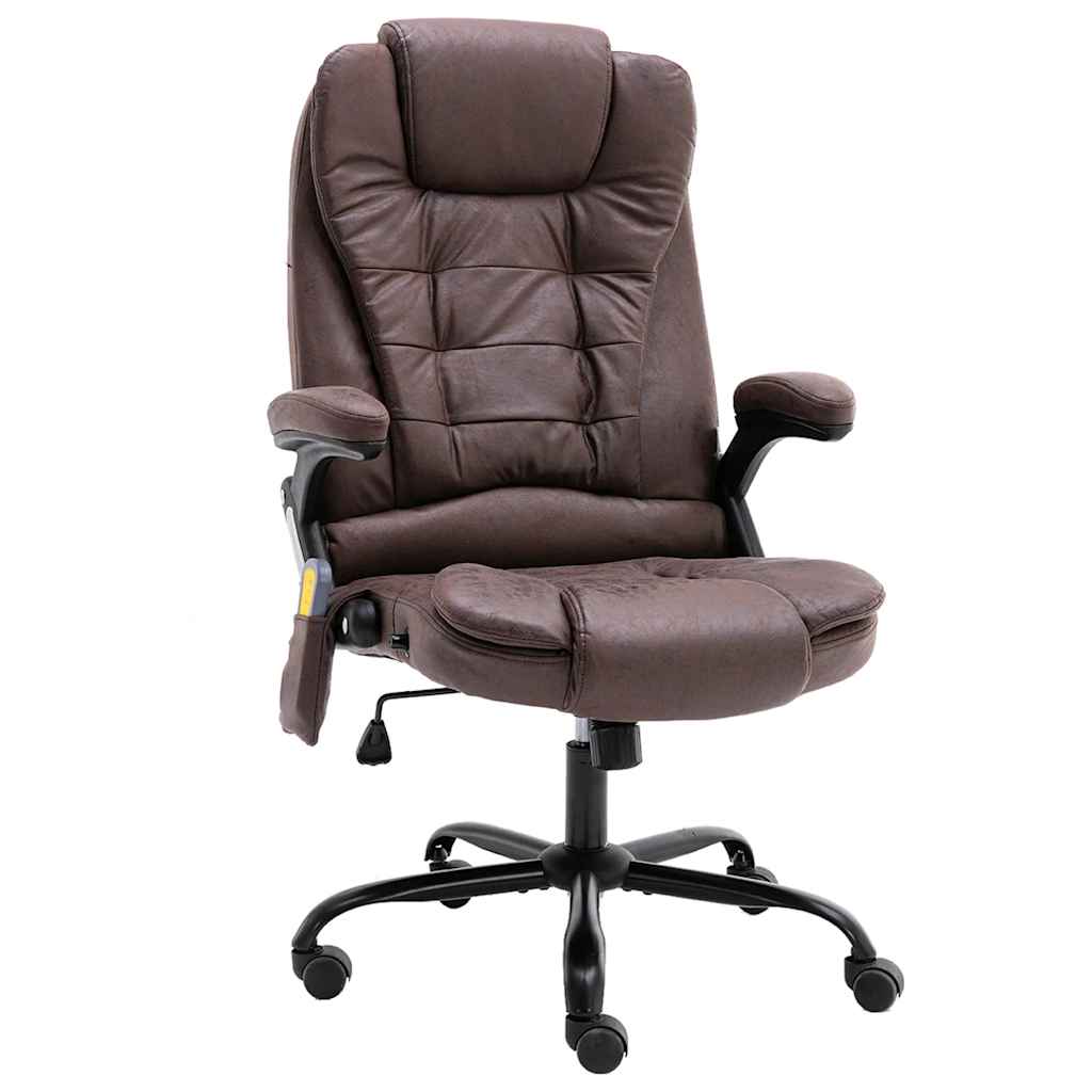 vidaXL Scaun de masaj pentru birou, maro închis, velur ecologic vidaXL Scaun de masaj pentru birou, maro închis, velur ecologic