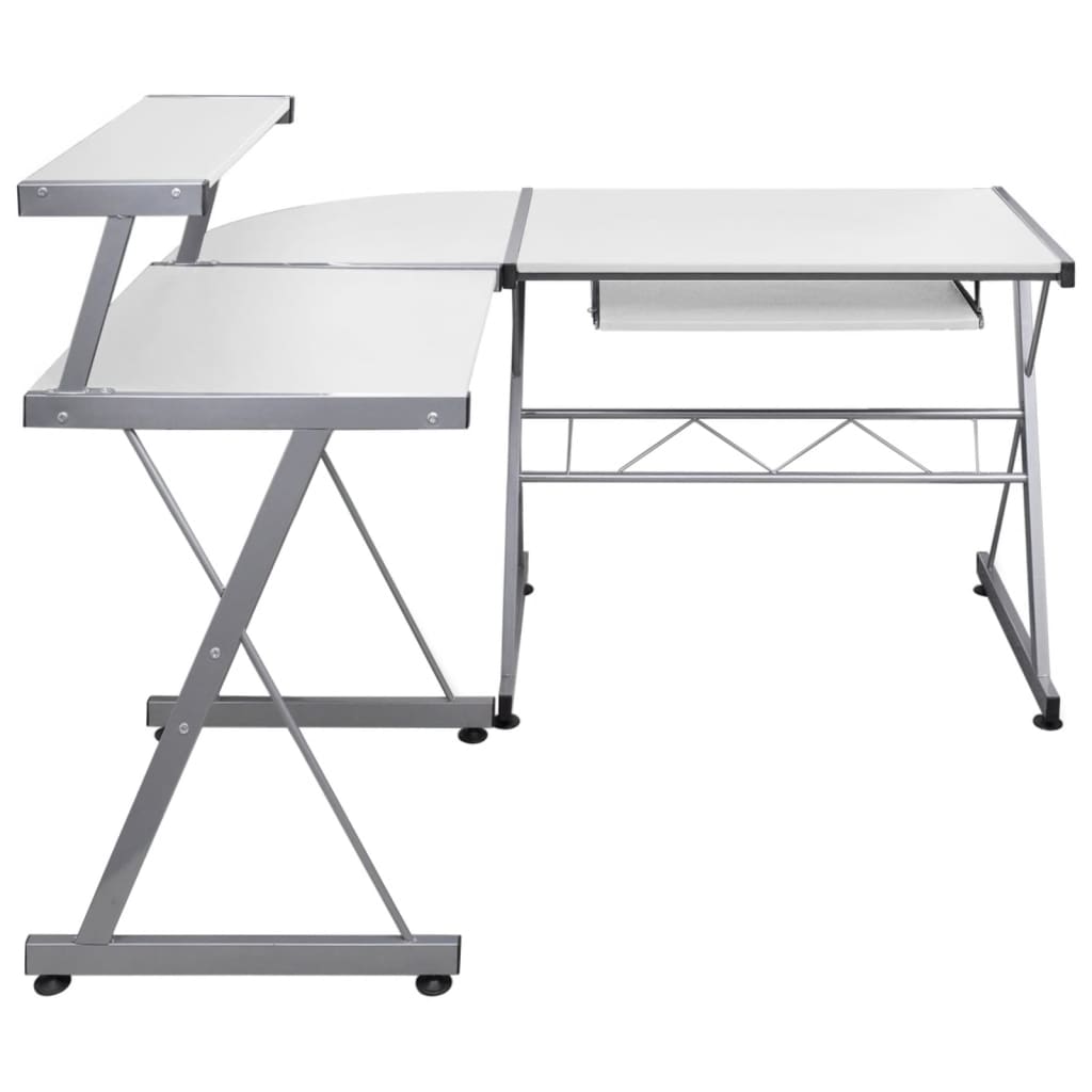 vidaXL Birou de computer colțar, alb, 132x112x99 cm, lemn prelucrat