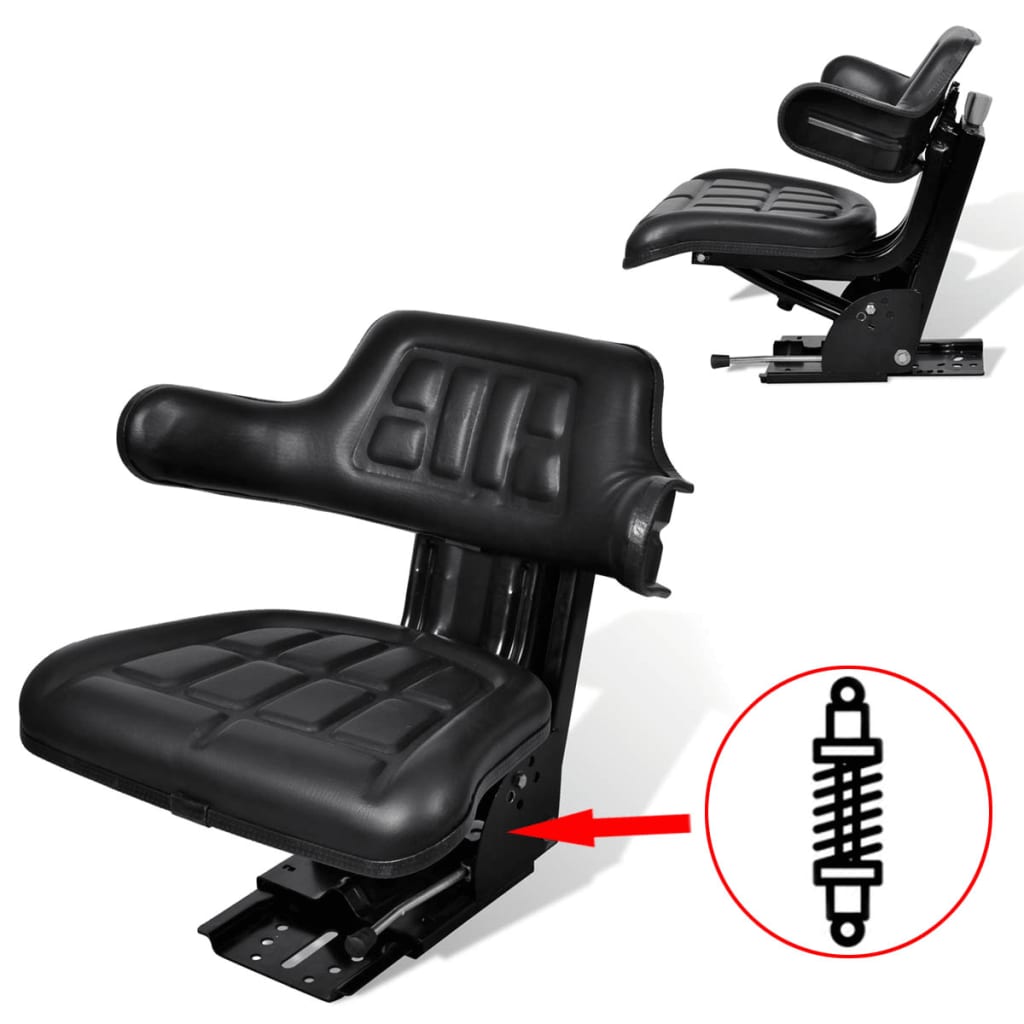 vidaXL Scaun de tractor cu suspensie, negru vidaXL Scaun de tractor cu suspensie, negru