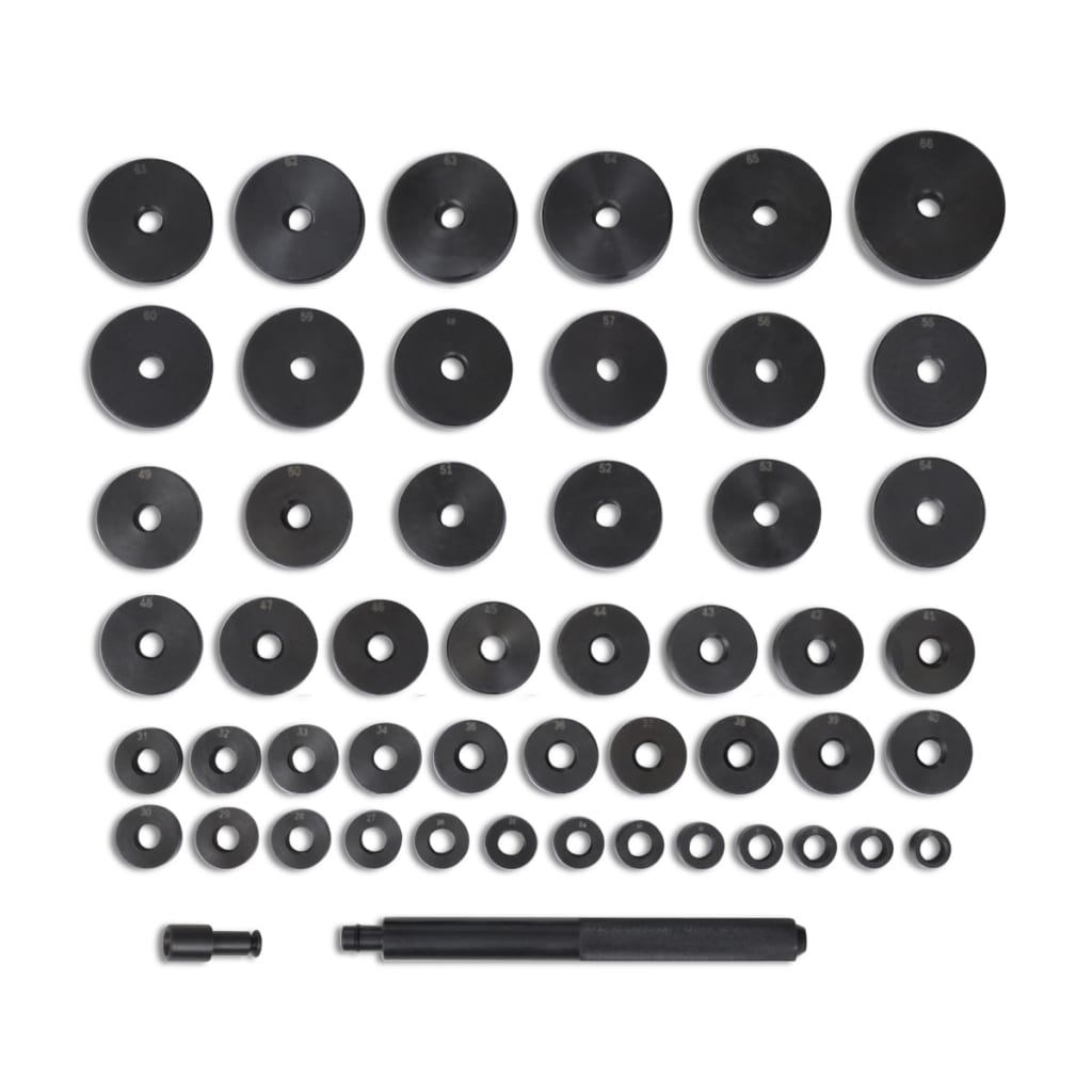 Set adaptat discuri /bucșe / rulmenți / garnituri 18 – 65 mm 51 piese Set adaptat discuri /bucșe / rulmenți / garnituri 18 – 65 mm 51 piese