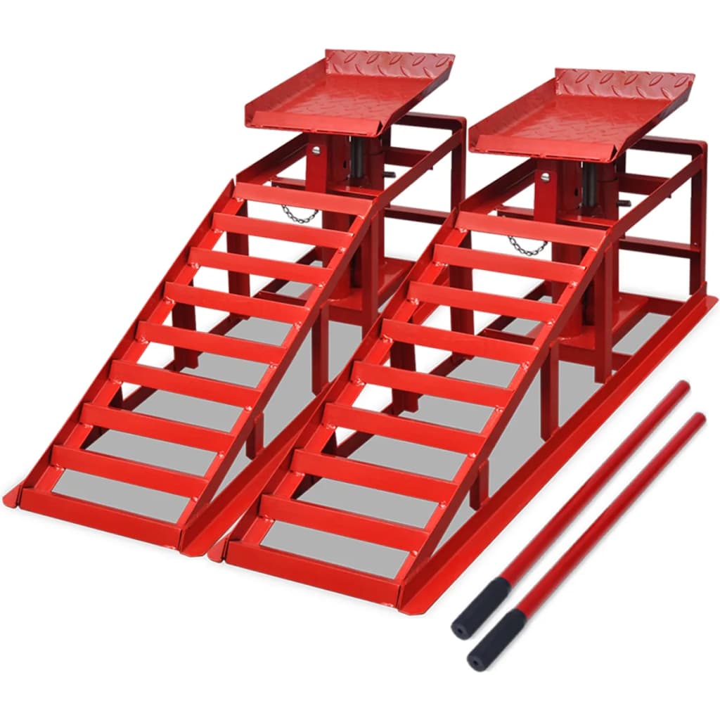 vidaXL Rampe de reparație auto, 2 buc, roșu, oțel vidaXL Rampe de reparație auto, 2 buc, roșu, oțel