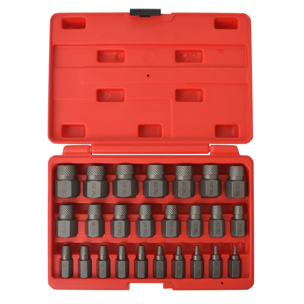 vidaXL Set extractor șuruburi, caneluri multiple, 25 de piese, oțel vidaXL Set extractor șuruburi, caneluri multiple, 25 de piese, oțel