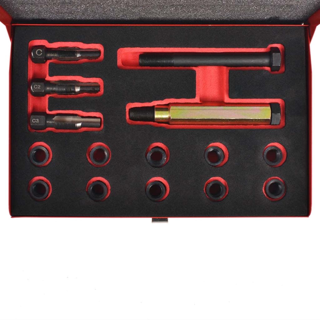 vidaXL Set reparații filet bujii 15 piese M10 x 1,0 mm