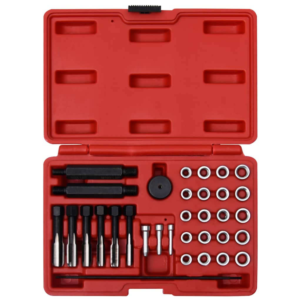vidaXL Set de scule reparare filete de bujii, 33 piese, M8 M10 M12
