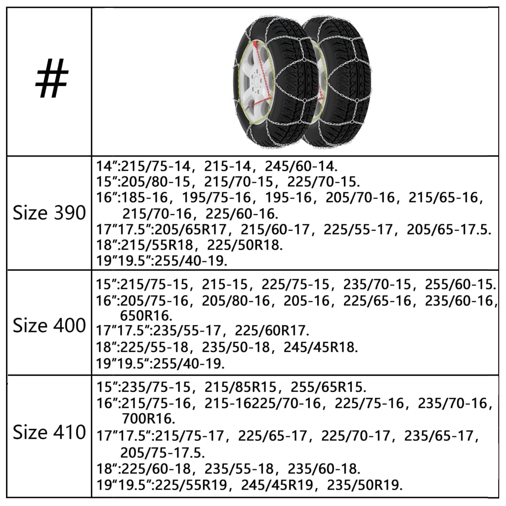 vidaXL Lanțuri antiderapante de zăpadă auto, 2 buc., 9 mm, KN130 vidaXL Lanțuri antiderapante de zăpadă auto, 2 buc., 9 mm, KN130