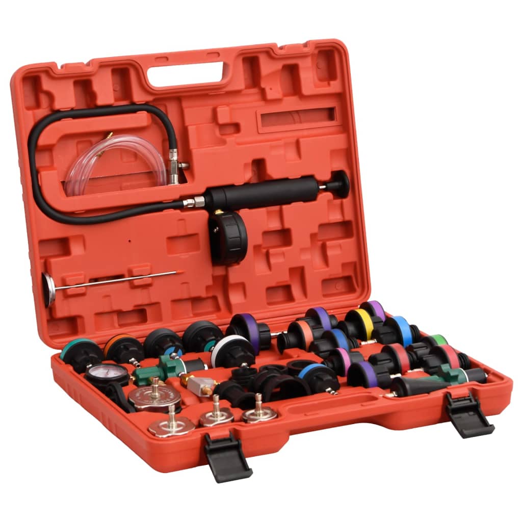 vidaXL Tester presiune pentru sistemul de răcire, roșu, 52x40,5x9,5 cm vidaXL Tester presiune pentru sistemul de răcire, roșu, 52x40,5x9,5 cm