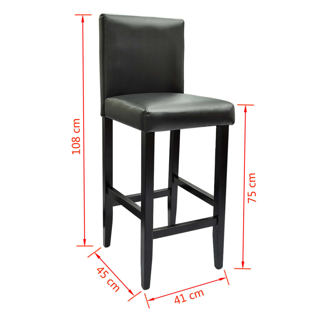 vidaXL Scaune de bar, 2 buc., negru, piele ecologică