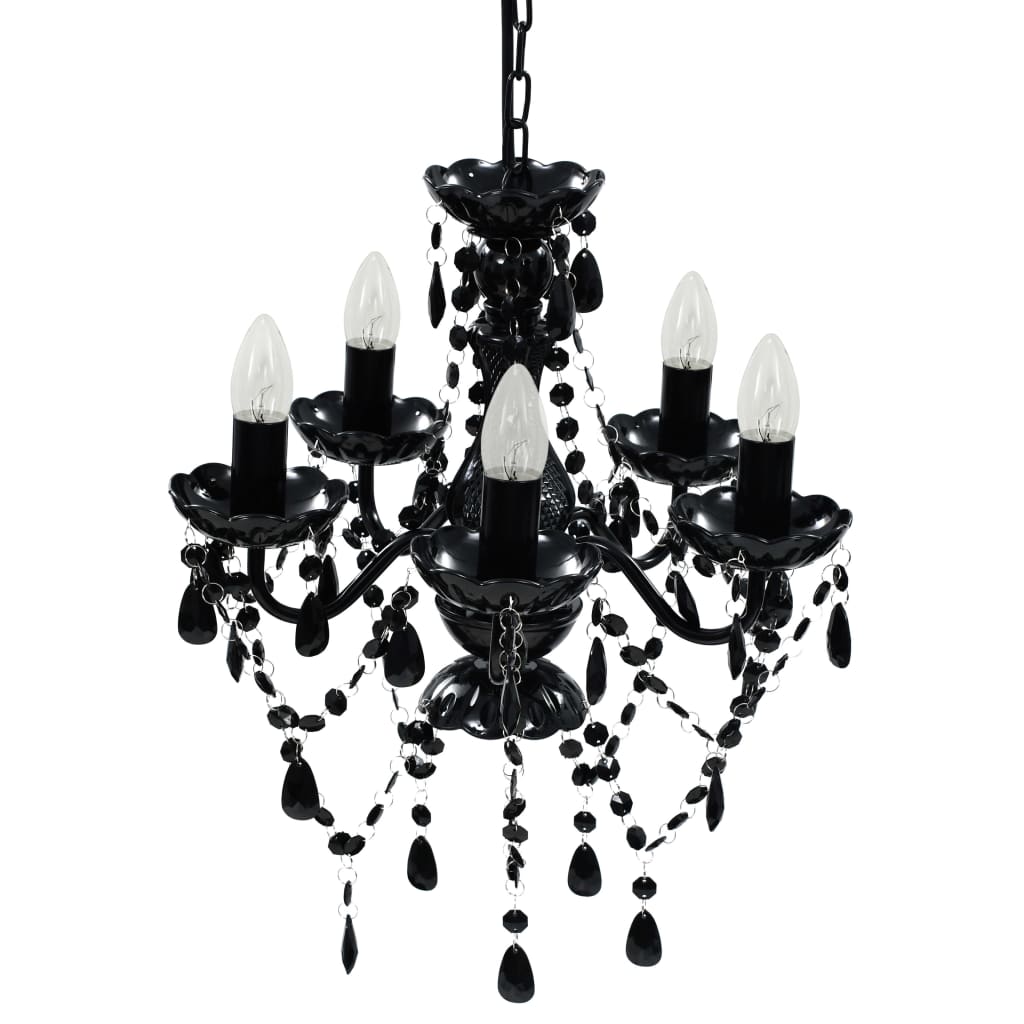 Lustră de cristal, 5 becuri, negru Lustră de cristal, 5 becuri, negru