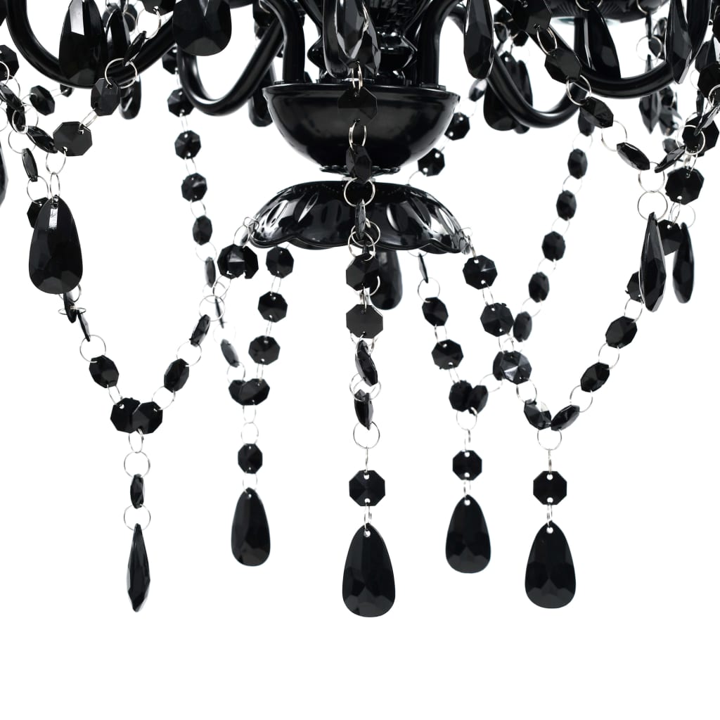 Lustră de cristal, 5 becuri, negru Lustră de cristal, 5 becuri, negru
