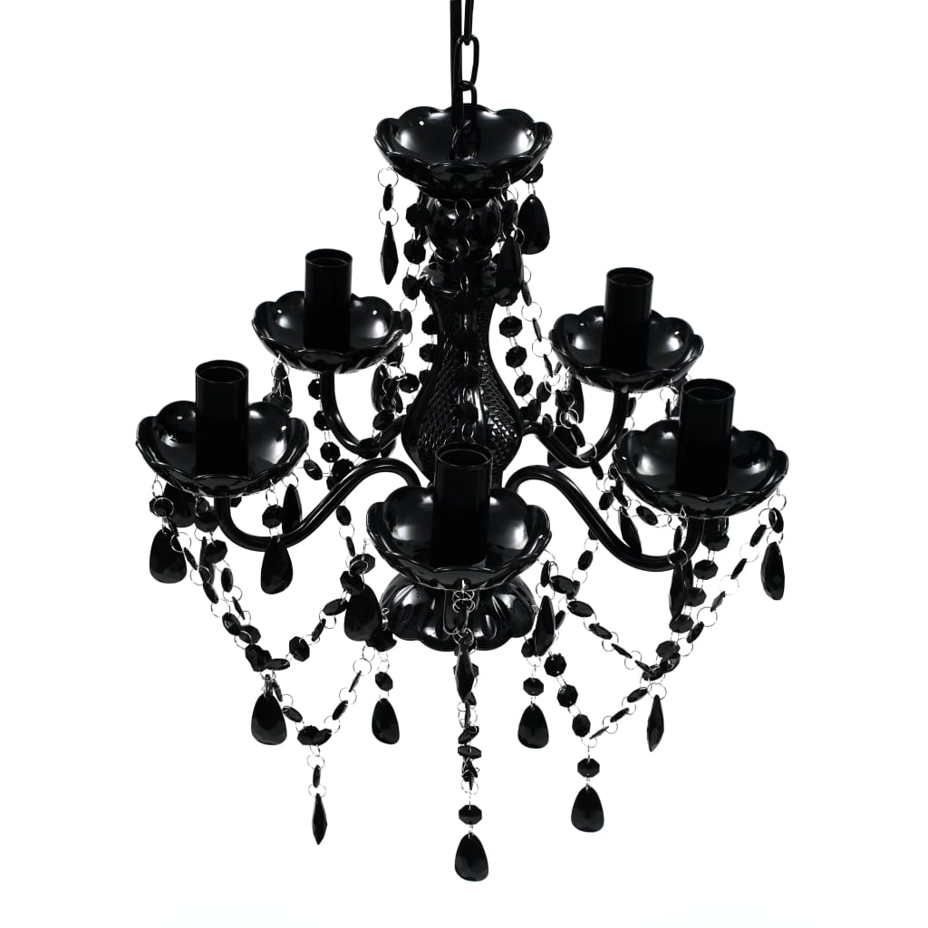 Lustră de cristal, 5 becuri, negru Lustră de cristal, 5 becuri, negru