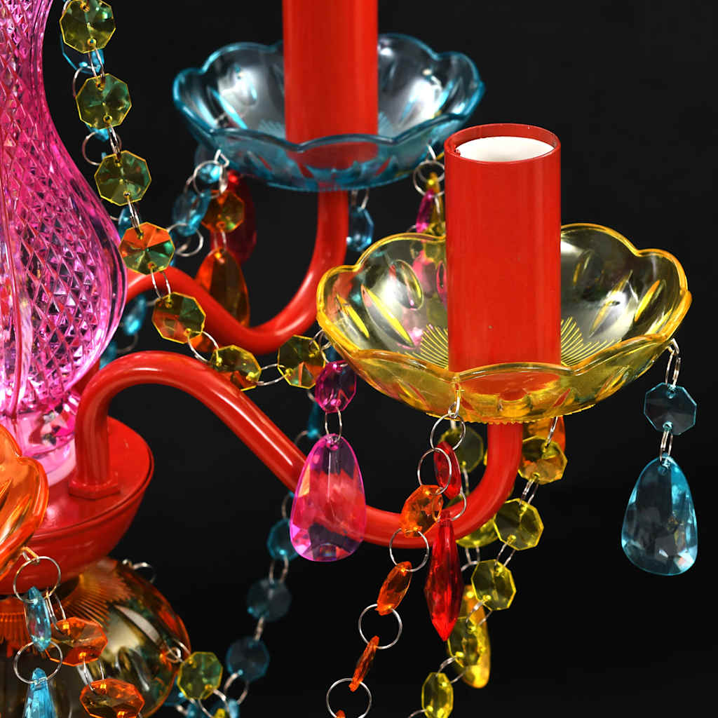 Lustră Cristal Artificial pentru 5 becuri Multicoloră Lustră Cristal Artificial pentru 5 becuri Multicoloră