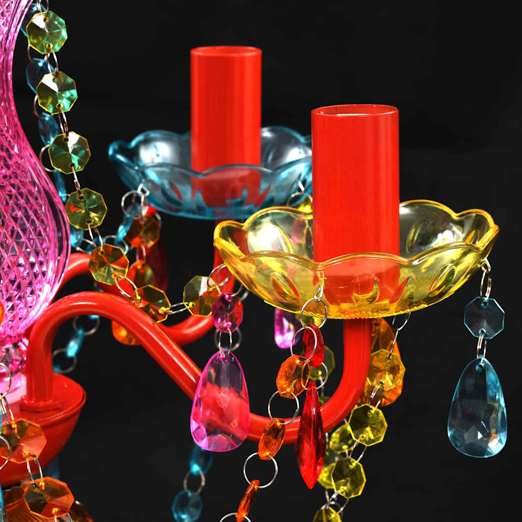Lustră Cristal Artificial pentru 5 becuri Multicoloră Lustră Cristal Artificial pentru 5 becuri Multicoloră