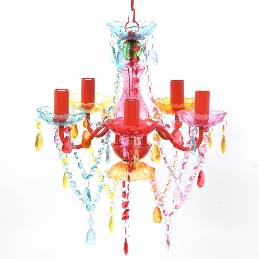 Lustră Cristal Artificial pentru 5 becuri Multicoloră Lustră Cristal Artificial pentru 5 becuri Multicoloră