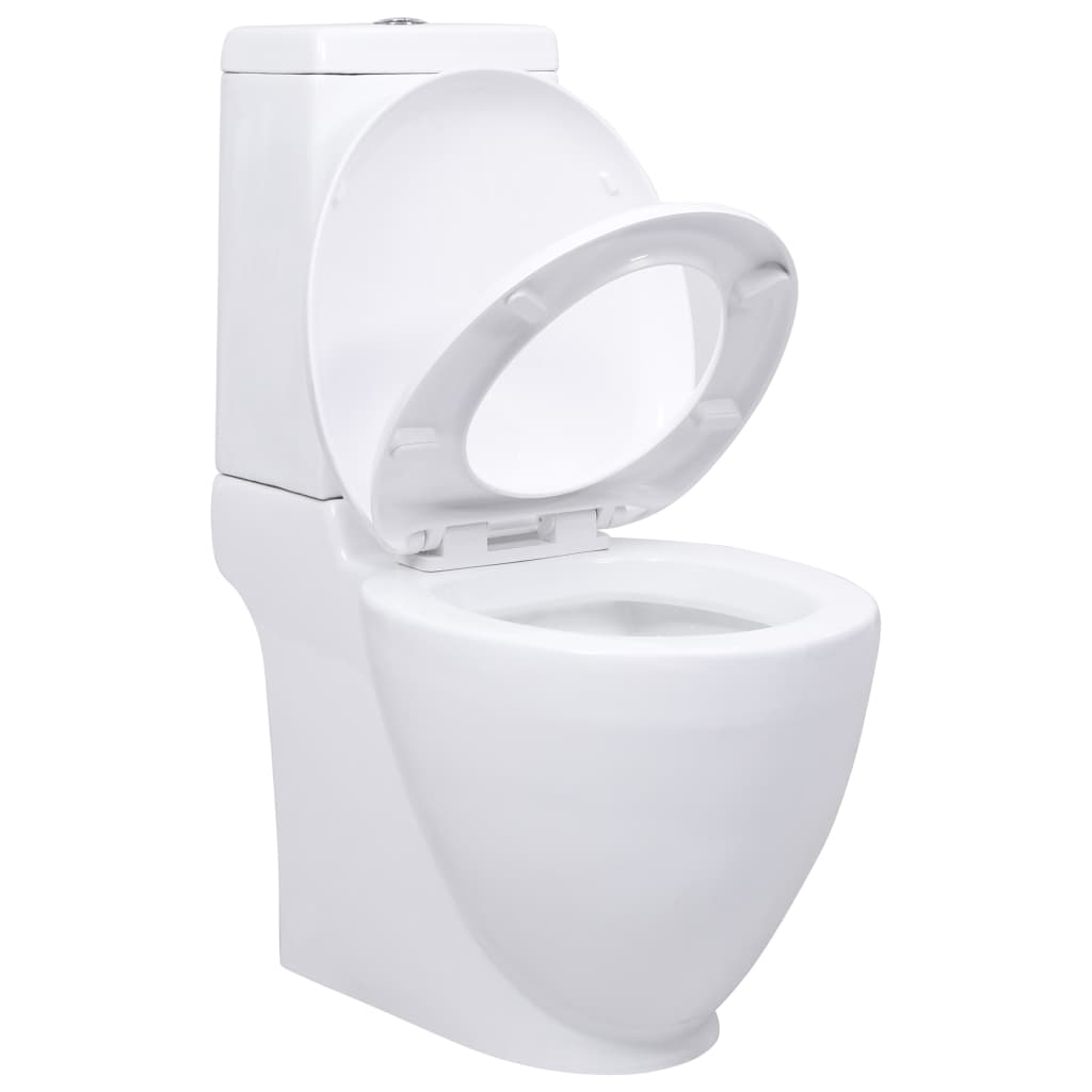 vidaXL Toaletă, alb, ceramică, flux de apă în spate vidaXL Toaletă, alb, ceramică, flux de apă în spate