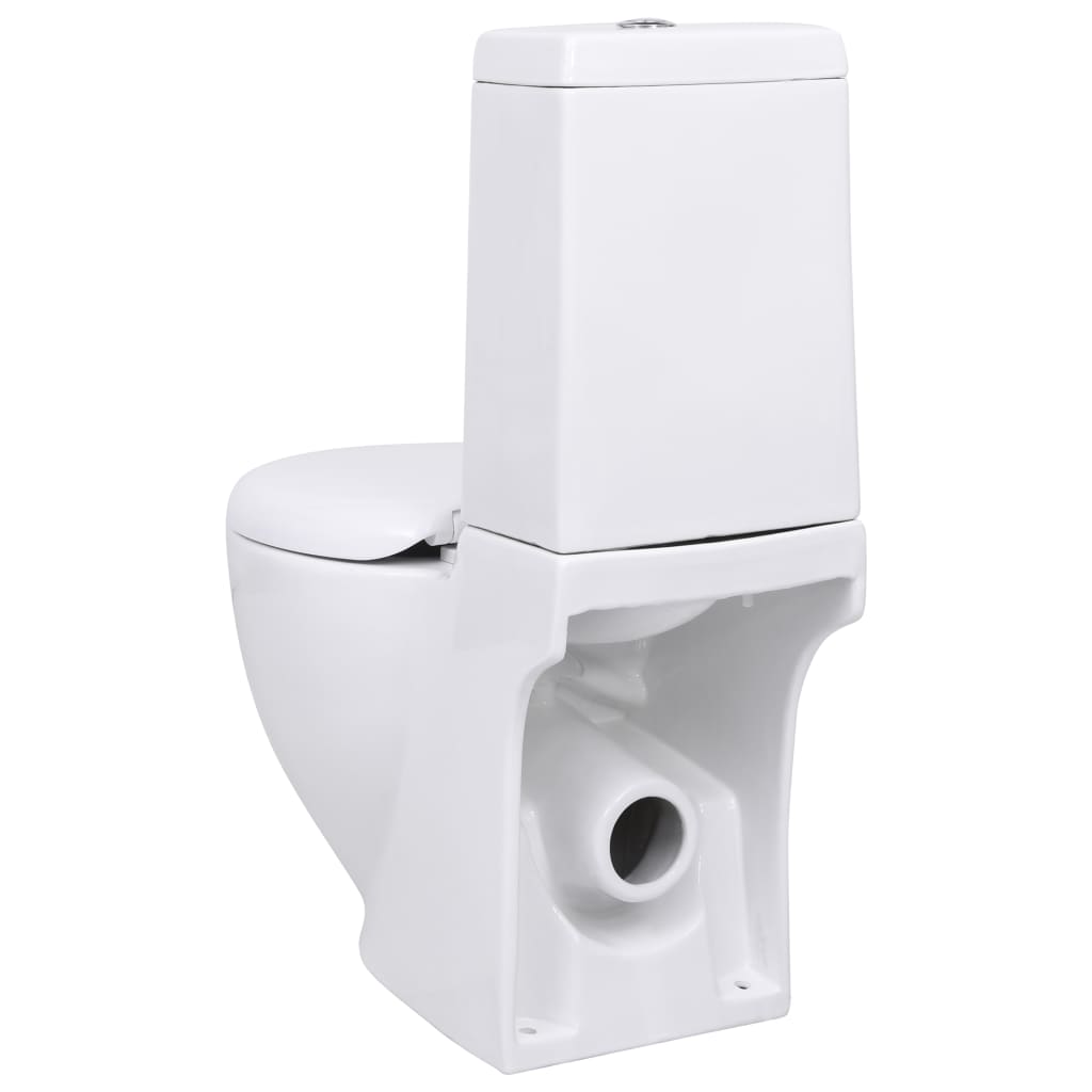 vidaXL Toaletă, alb, ceramică, flux de apă în spate vidaXL Toaletă, alb, ceramică, flux de apă în spate