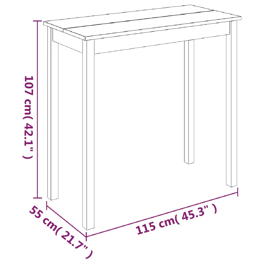 vidaXL Masă de bar MDF, negru, 115x55x107 cm vidaXL Masă de bar MDF, negru, 115x55x107 cm