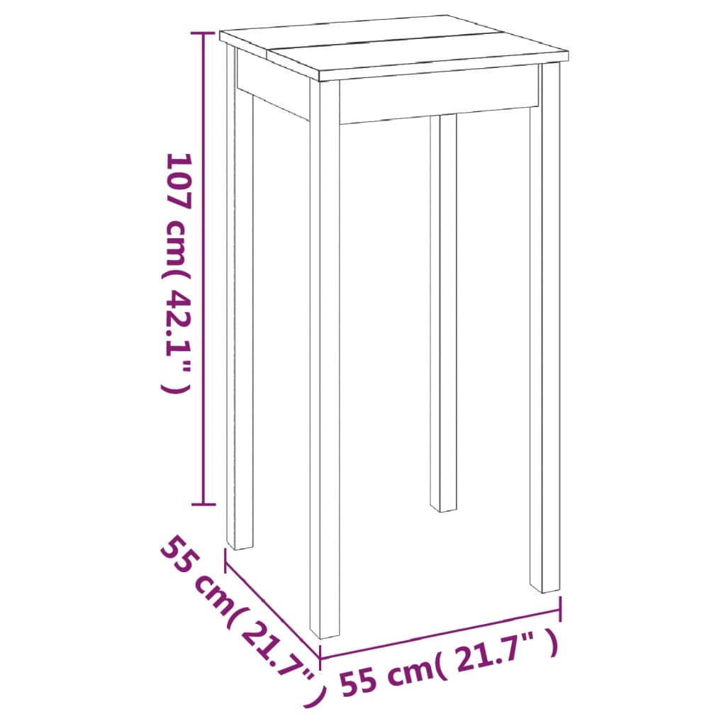 vidaXL Masă de bar din MDF, negru, 55 x 55 x 107 cm