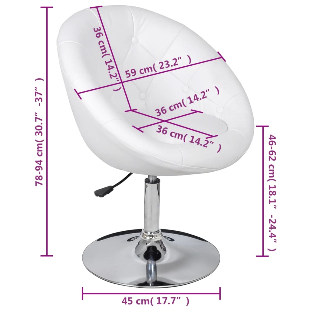 vidaXL Scaun de bar, alb, piele ecologică vidaXL Scaun de bar, alb, piele ecologică