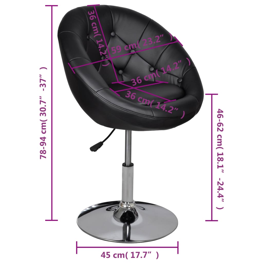 vidaXL Scaun de bar, negru, piele ecologică vidaXL Scaun de bar, negru, piele ecologică