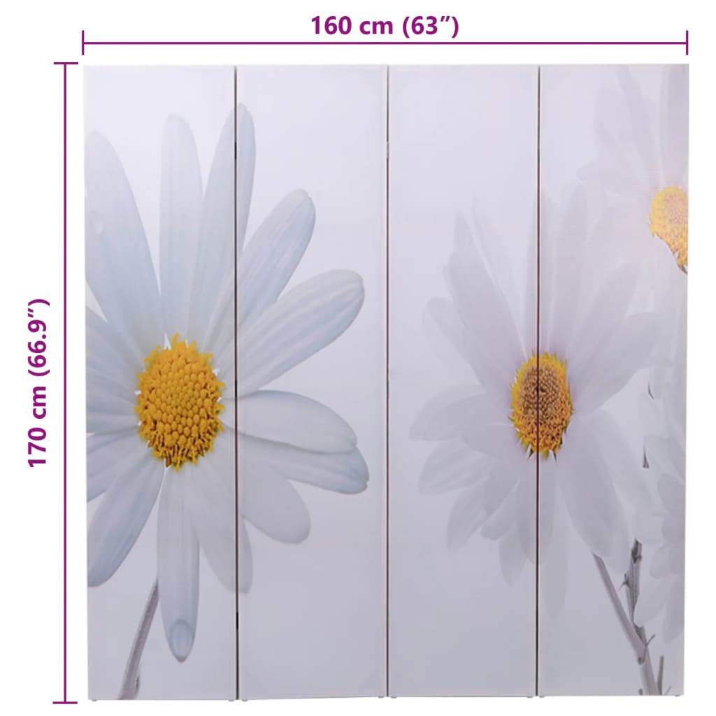 vidaXL Paravan de cameră pliabil, 160 x 170 cm, flori vidaXL Paravan de cameră pliabil, 160 x 170 cm, flori