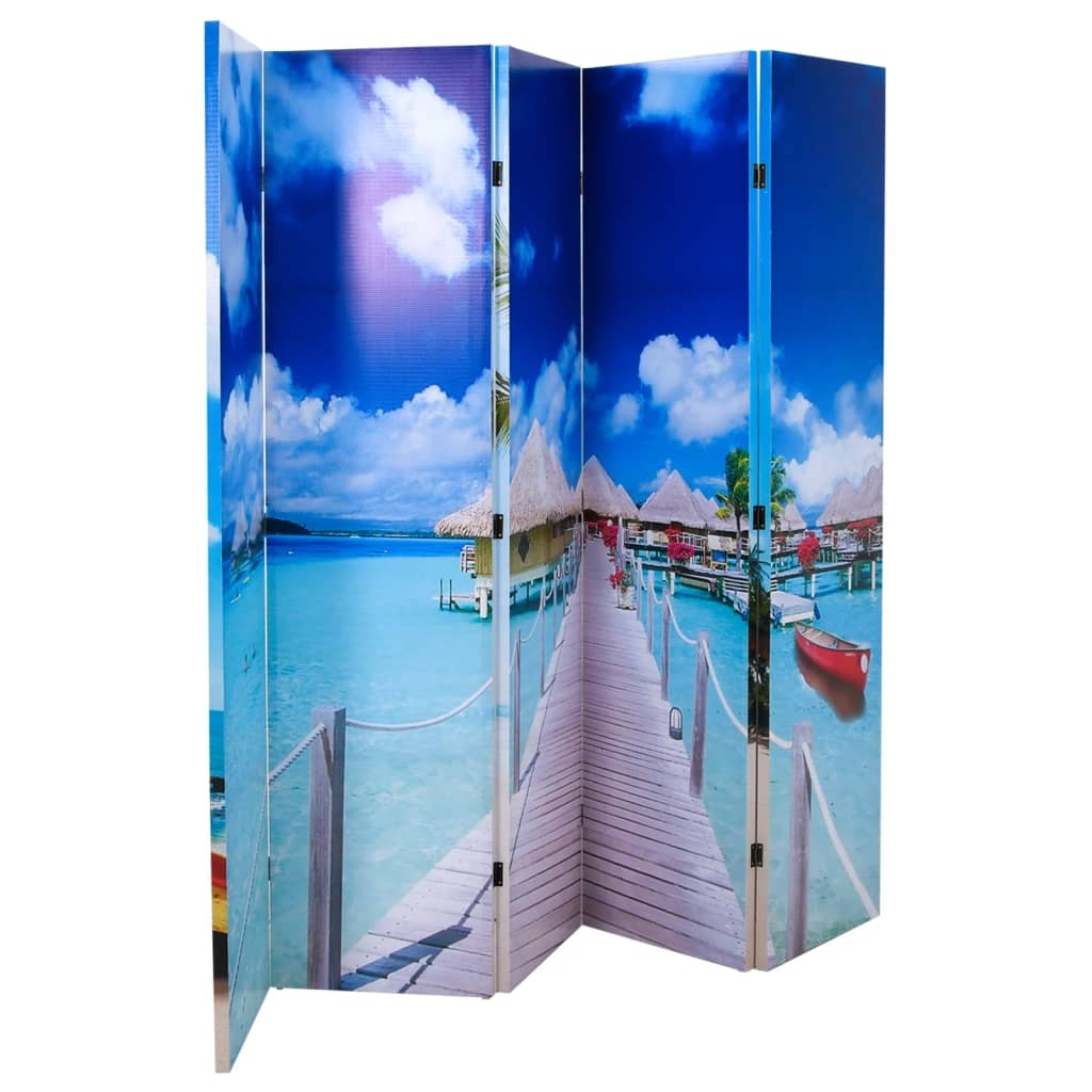 vidaXL Paravan de cameră pliabil, 200 x 170 cm, plajă vidaXL Paravan de cameră pliabil, 200 x 170 cm, plajă