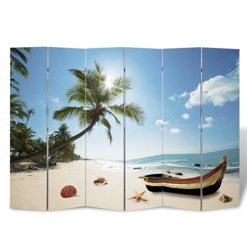 vidaXL Paravan de cameră pliabil, 217 x 170 cm, plajă vidaXL Paravan de cameră pliabil, 217 x 170 cm, plajă