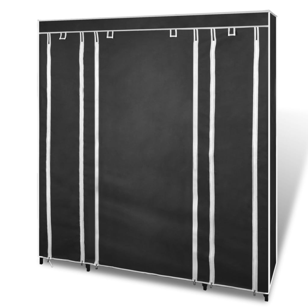 vidaXL Dulap material textil compartimente și tije 45x150x176 cm negru vidaXL Dulap material textil compartimente și tije 45x150x176 cm negru
