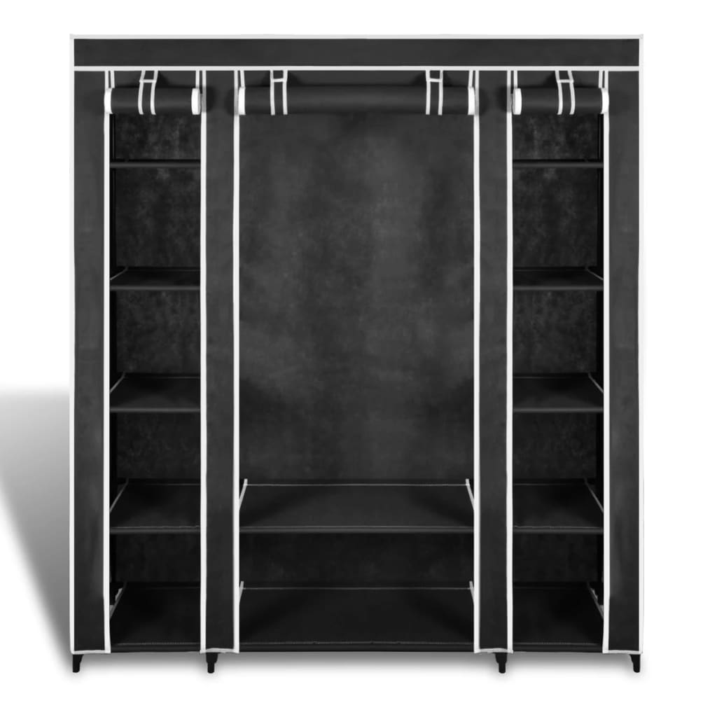 vidaXL Dulap material textil compartimente și tije 45x150x176 cm negru vidaXL Dulap material textil compartimente și tije 45x150x176 cm negru