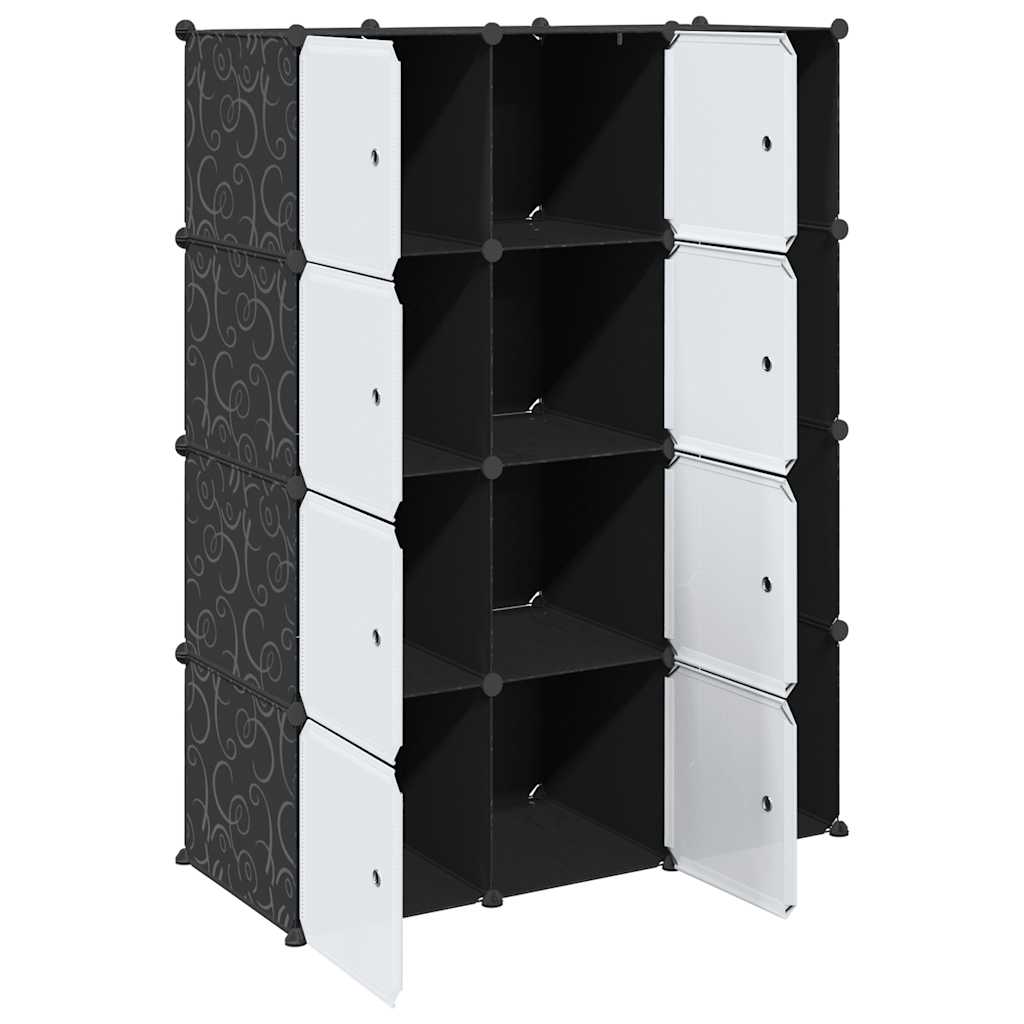 vidaXL Dulap modular cu 9 compartimente, 109x36,5x143 cm, negru și alb vidaXL Dulap modular cu 9 compartimente, 109x36,5x143 cm, negru și alb