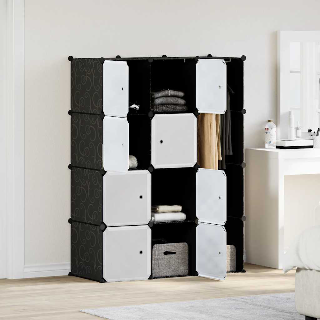 vidaXL Dulap modular cu 9 compartimente, 109x36,5x143 cm, negru și alb vidaXL Dulap modular cu 9 compartimente, 109x36,5x143 cm, negru și alb