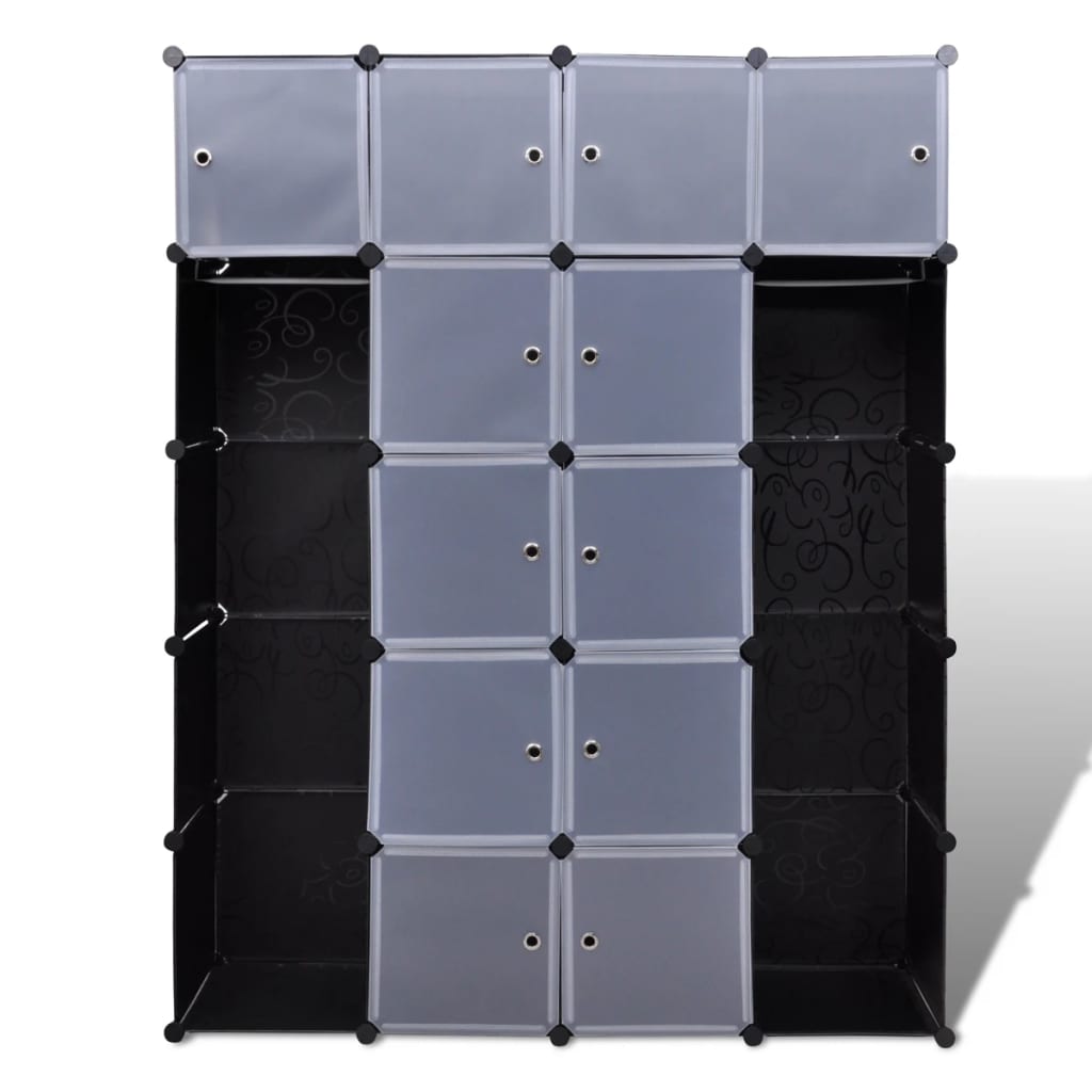 vidaXL Dulap modular 14 compartimente alb și negru 37 x 146 x 180,5 cm vidaXL Dulap modular 14 compartimente alb și negru 37 x 146 x 180,5 cm