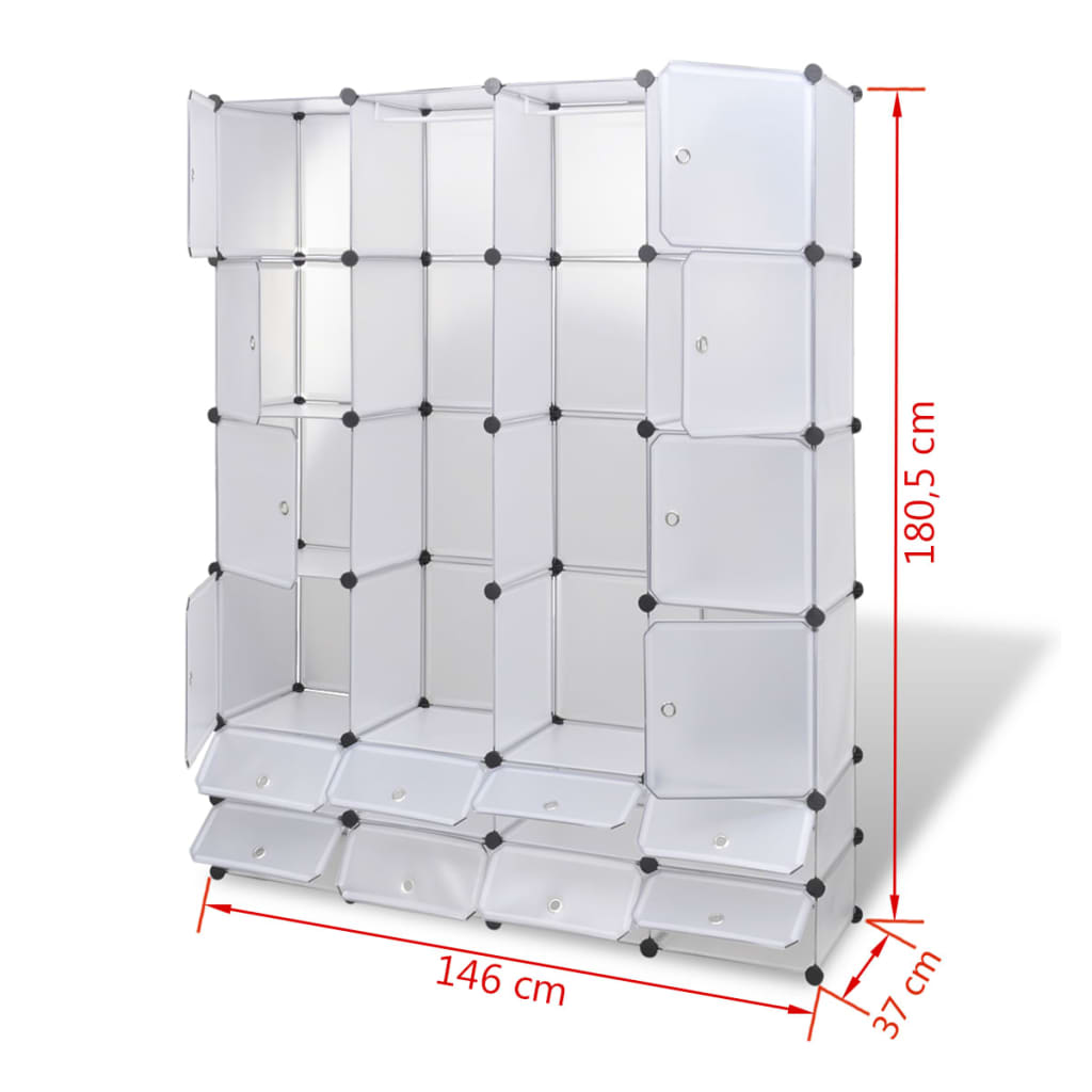 vidaXL Dulap modular cu 18 compartimente alb 37 x 146 x 180,5 cm vidaXL Dulap modular cu 18 compartimente alb 37 x 146 x 180,5 cm