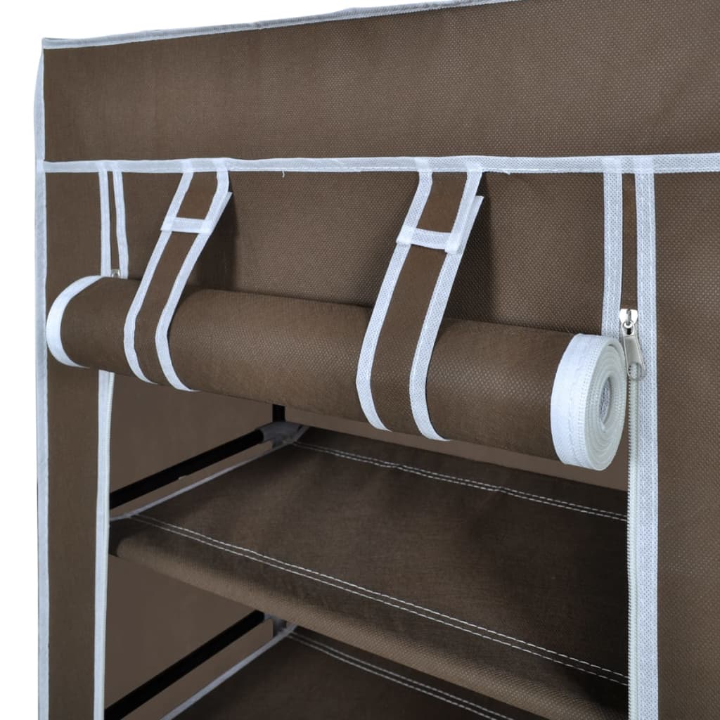 Dulap pantofi din material textil cu capac, maro, 58x28x 106 cm Dulap pantofi din material textil cu capac, maro, 58x28x 106 cm