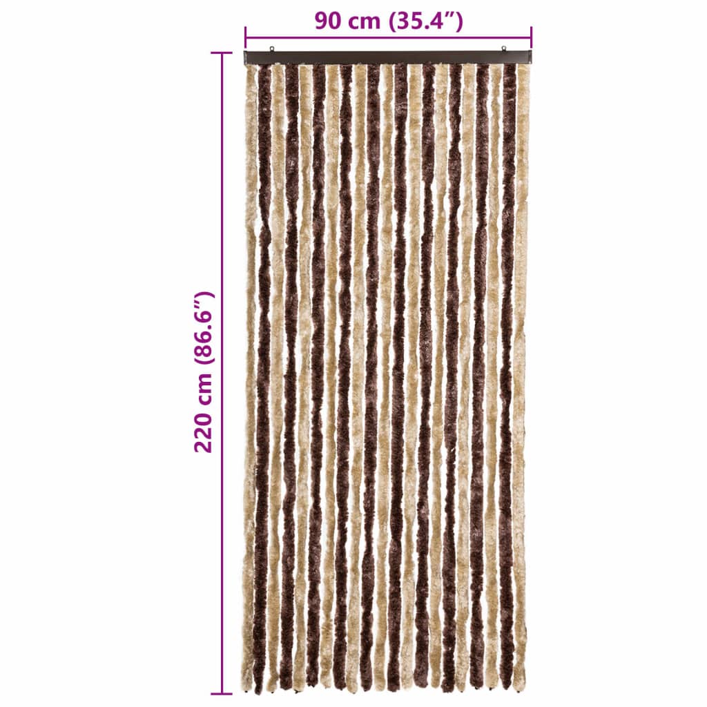 vidaXL Perdea pentru insecte, bej și maro deschis, 90x220 cm, Chenille vidaXL Perdea pentru insecte, bej și maro deschis, 90x220 cm, Chenille