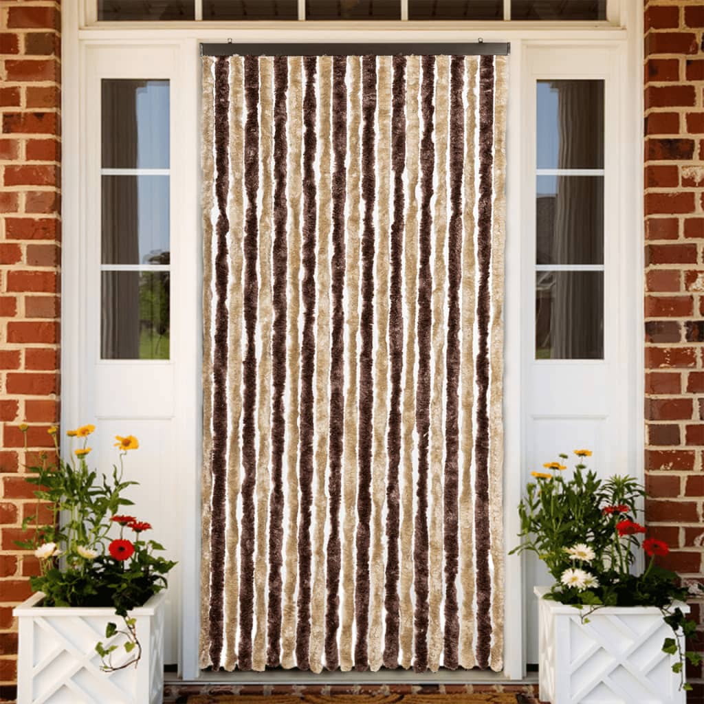vidaXL Perdea pentru insecte, bej și maro deschis, 90x220 cm, Chenille vidaXL Perdea pentru insecte, bej și maro deschis, 90x220 cm, Chenille