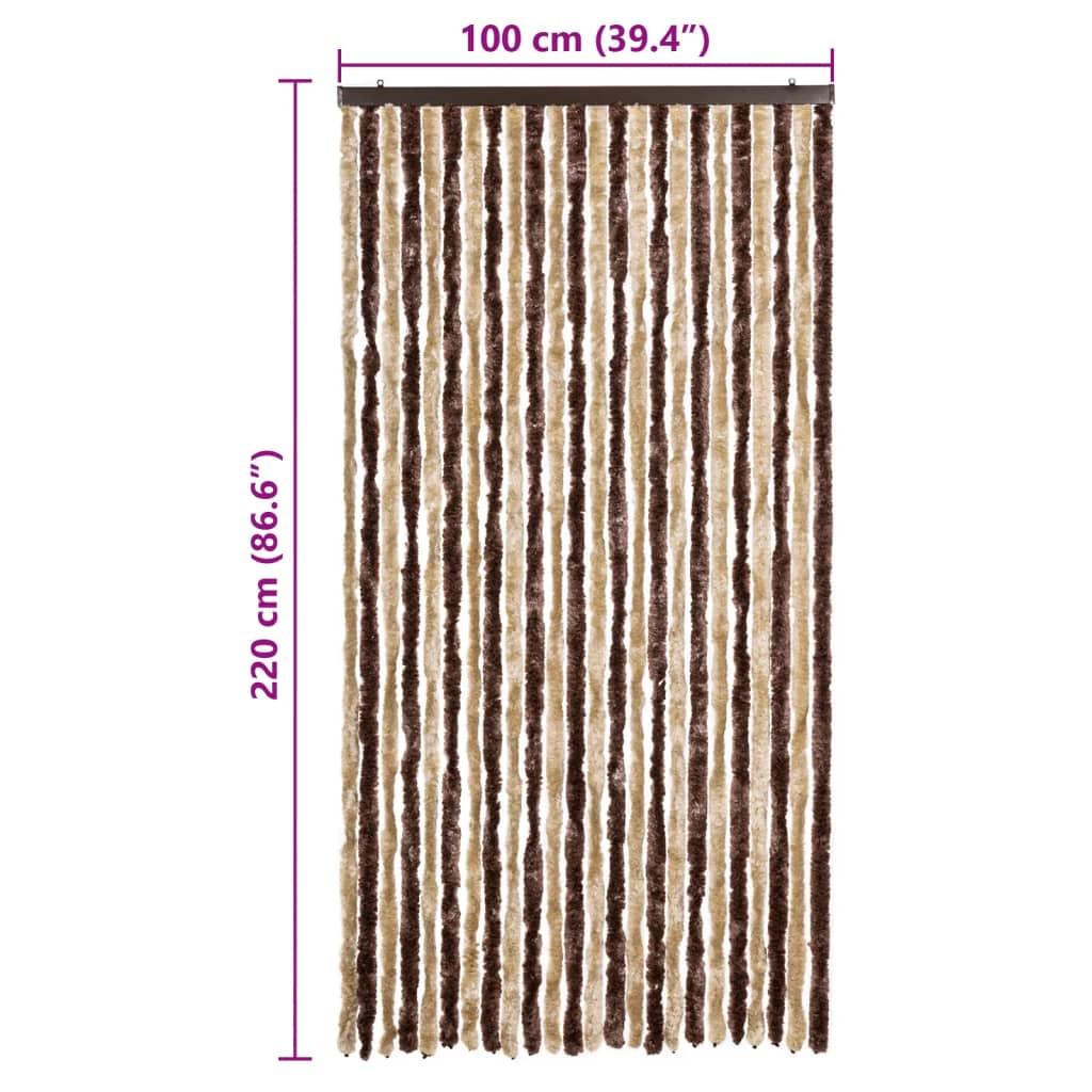 vidaXL Perdea pentru insecte, bej și maro deschis, 100x220 cm Chenille vidaXL Perdea pentru insecte, bej și maro deschis, 100x220 cm Chenille