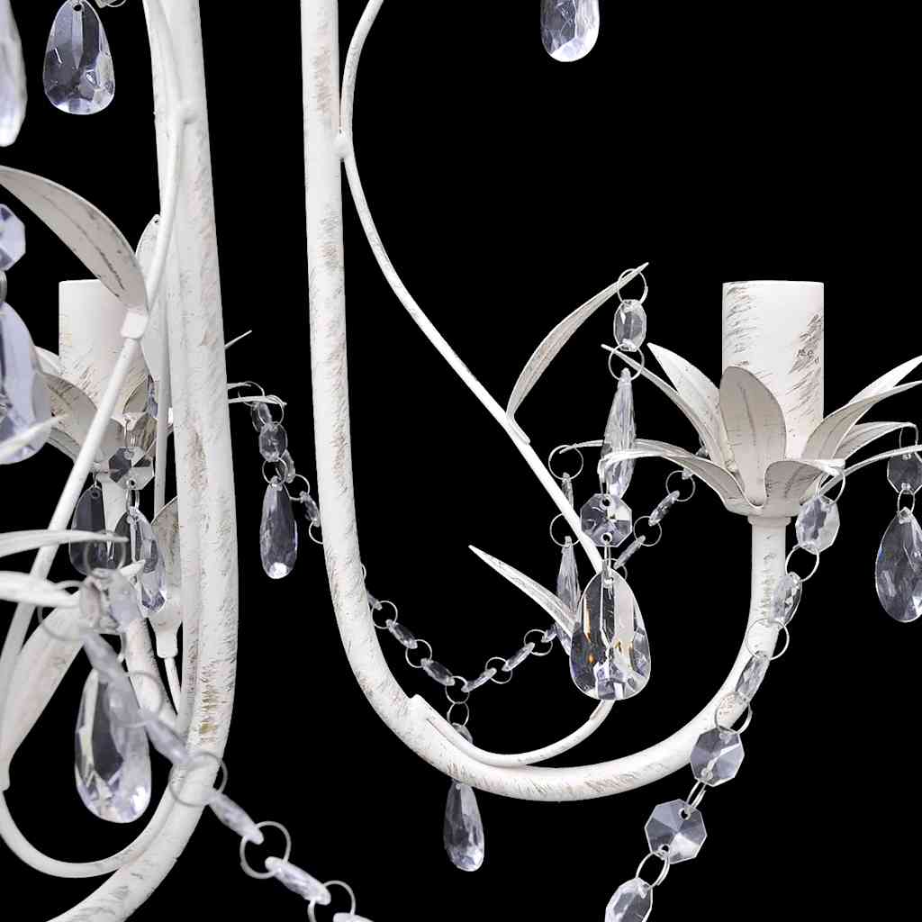 Lampă de plafon suspendată, cristal, candelabru alb elegant Lampă de plafon suspendată, cristal, candelabru alb elegant