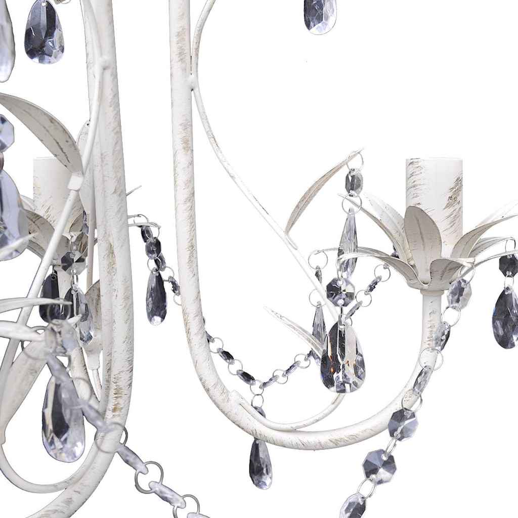 Lampă de plafon suspendată, cristal, candelabru alb elegant Lampă de plafon suspendată, cristal, candelabru alb elegant