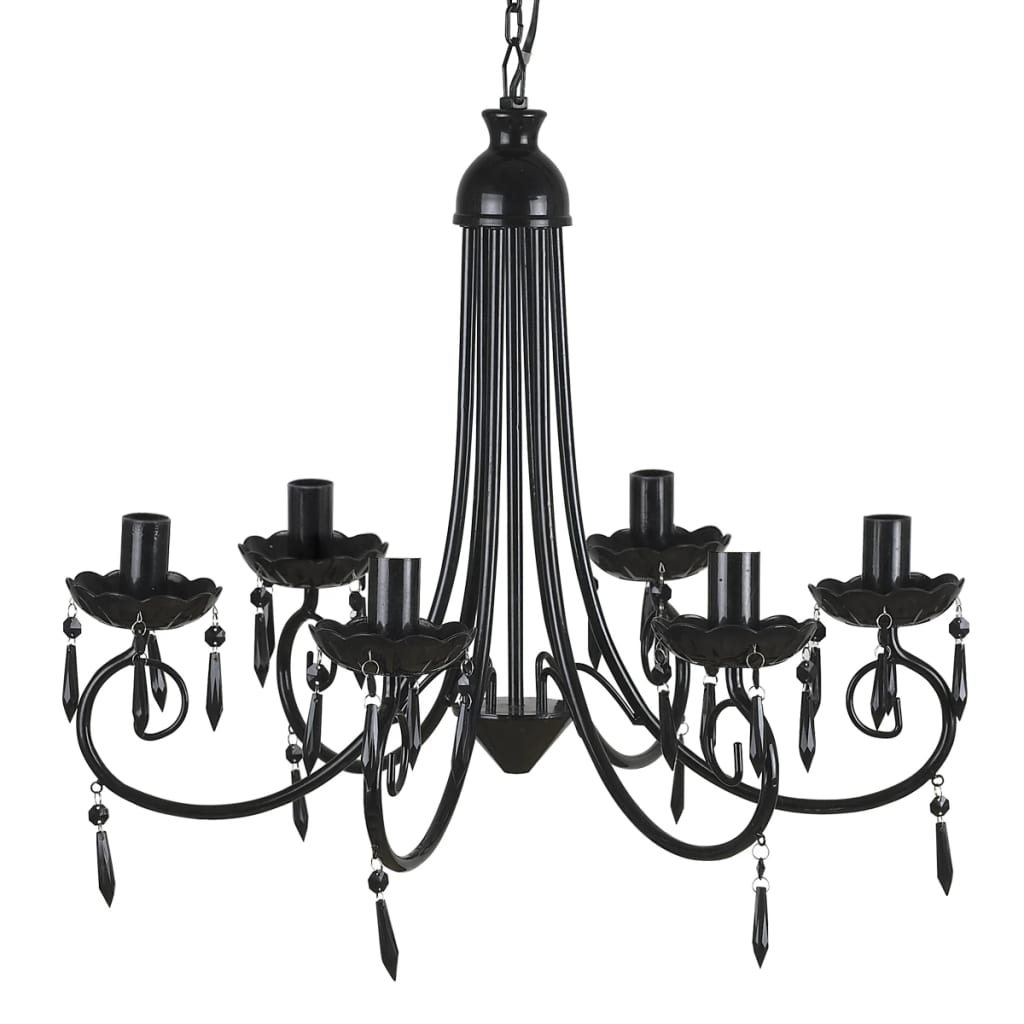 Lampă de tavan Candelabru elegant negru 6 fasunguri pentru becuri Lampă de tavan Candelabru elegant negru 6 fasunguri pentru becuri